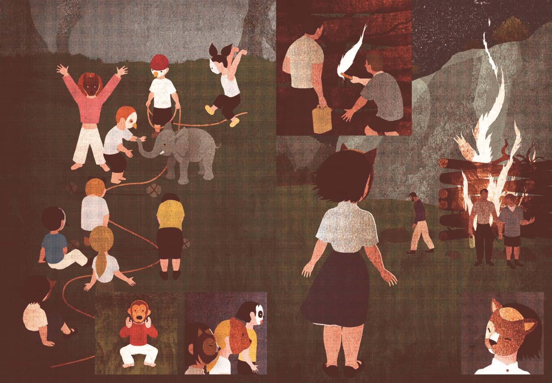 Abb. 2: Tiermaskenfest. © Blexbolex/Jacoby & Stuart Verlag 2018.