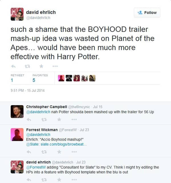 Tweet von David Ehrlich (15.07.2014)