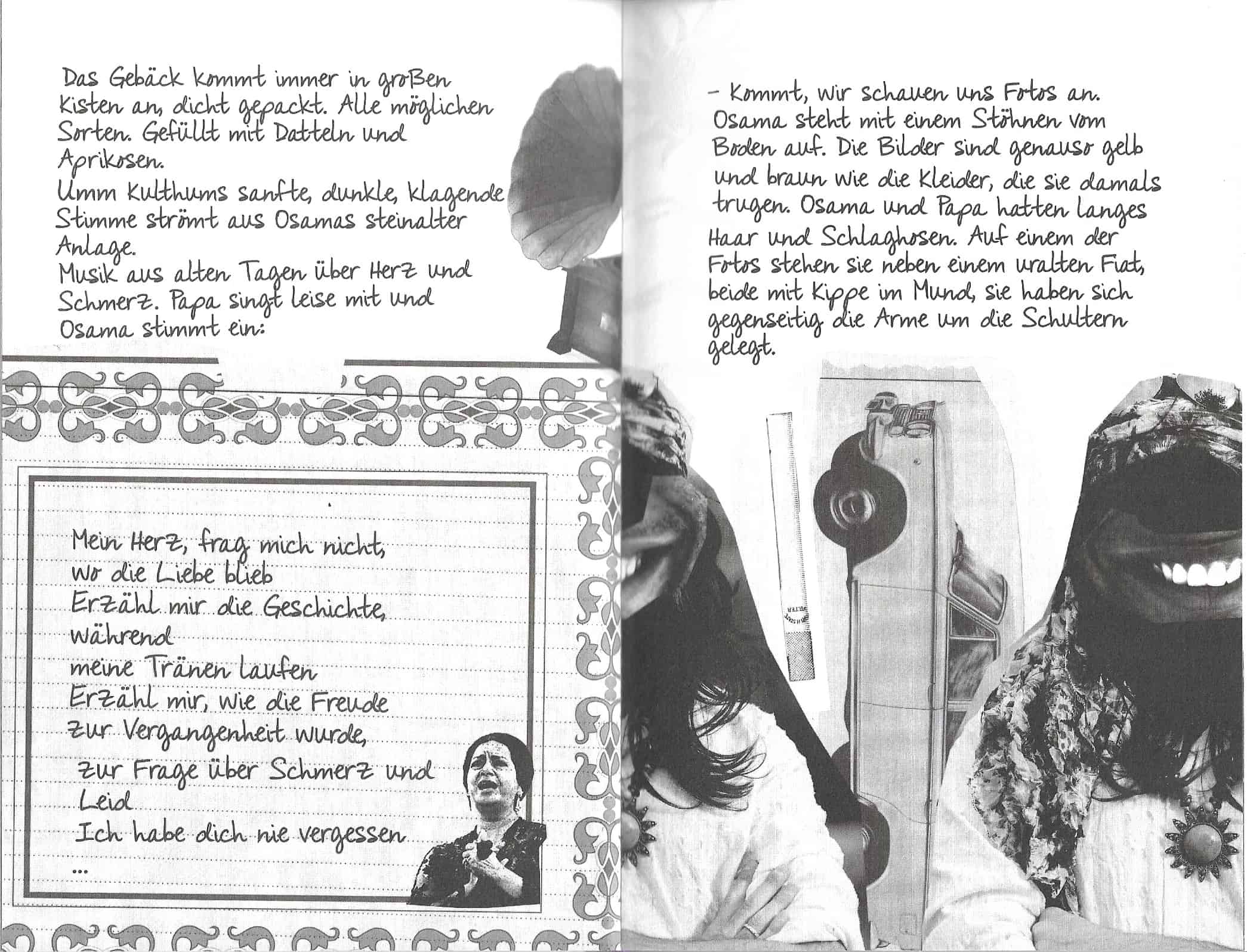 Doppelseite aus Kristina Aamand: Wenn Worte meine Waffe wären. Hamburg: Dressler, 2018. S. 68-9.